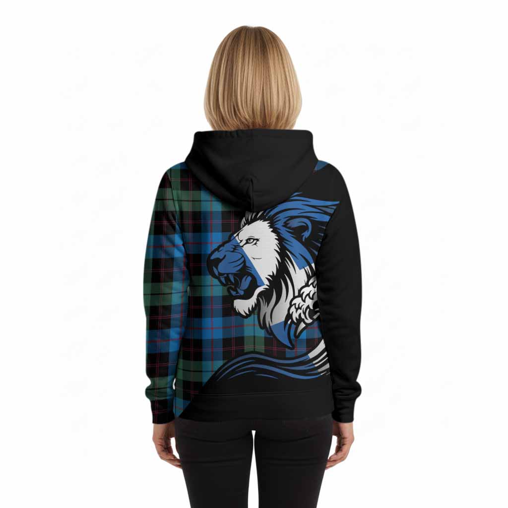 Guthrie Tartan Crest Hoodie Scottish Golden Lions Wave Flow