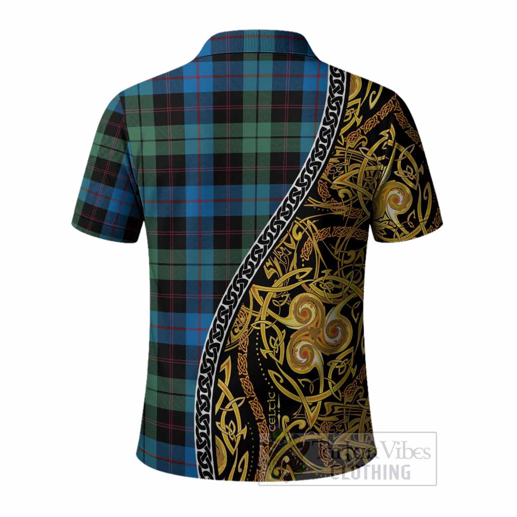 Guthrie Tartan Crest Polo Shirt Celtic Knot and Triple Trickle Spiral Symbols