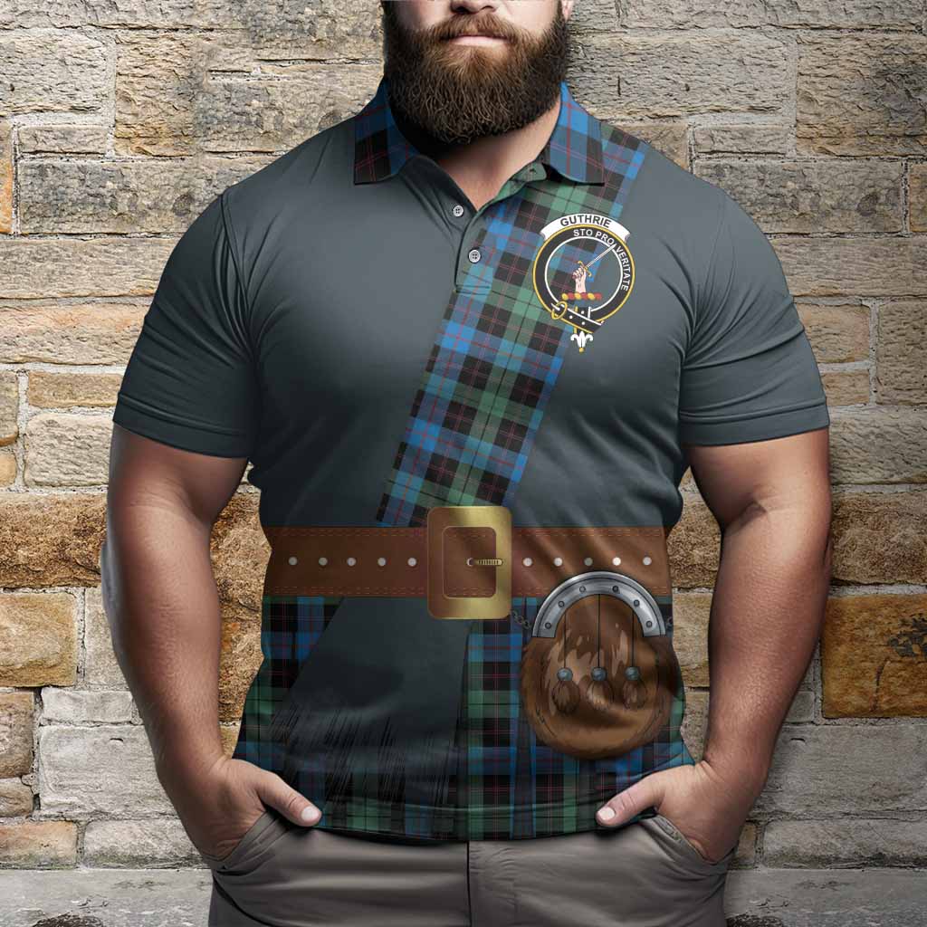 Guthrie Tartan Crest Polo Shirt Kilt Costume Style