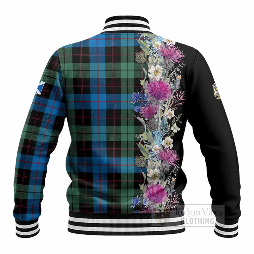 Guthrie Tartan Crest Thistle Floral Baseball Jacket - Tartan Vibes Clothing