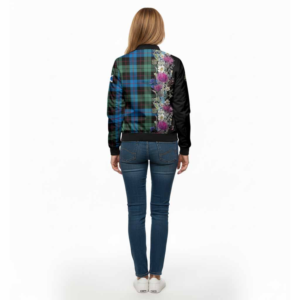 Guthrie Tartan Crest Thistle Floral Bomber Jacket - Tartan Vibes Clothing