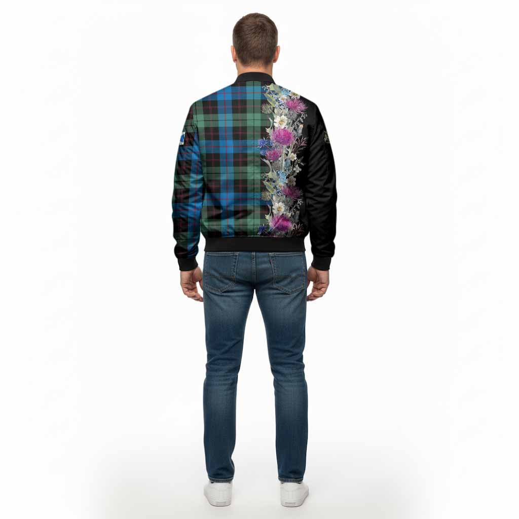 Guthrie Tartan Crest Thistle Floral Bomber Jacket - Tartan Vibes Clothing