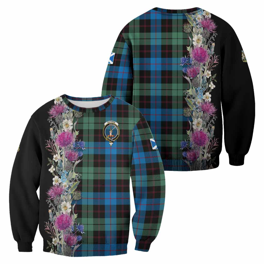 Guthrie Tartan Crest Thistle Floral Sweatshirt - Tartan Vibes Clothing