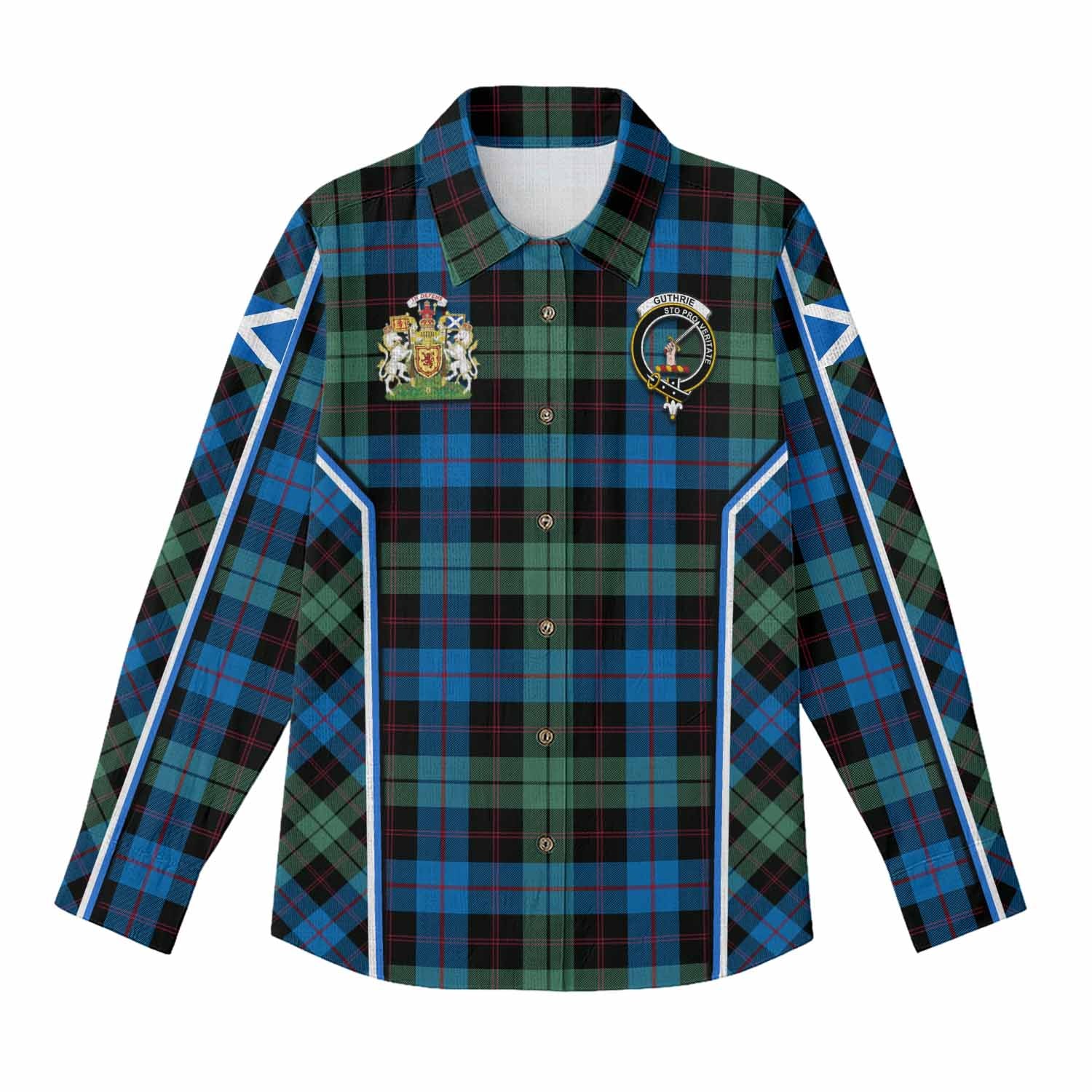 Guthrie Tartan Crest Women Casual Shirt Scotland Coat of Arm Flag Style - Tartan Vibes Clothing