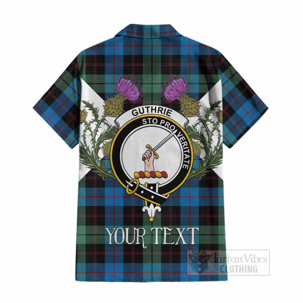 Guthrie Tartan Family Crest Cotton Hawaiian Shirt Scottish Burns Night Thistle Floral