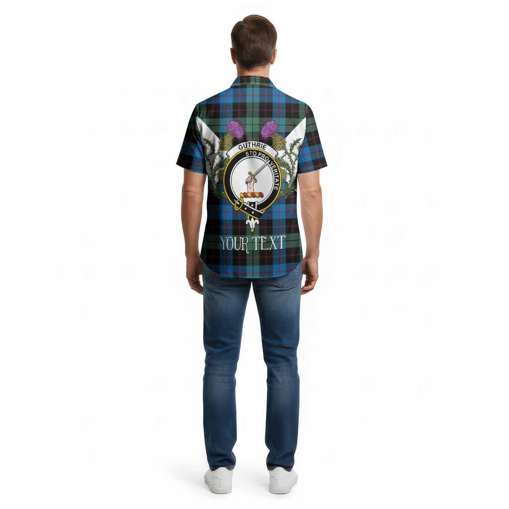 Guthrie Tartan Family Crest Cotton Hawaiian Shirt Scottish Burns Night Thistle Floral