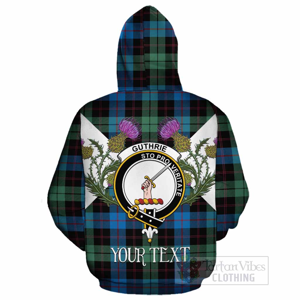Guthrie Tartan Family Crest Cotton Hoodie Scottish Burns Night Thistle Floral