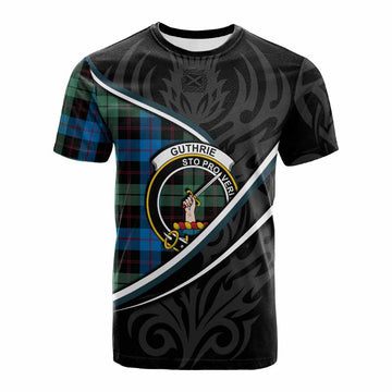 Guthrie Tartan Family Crest Cotton T-shirt Celtic Scottish Thistle Floral