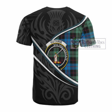 Guthrie Tartan Family Crest Cotton T-shirt Celtic Scottish Thistle Floral