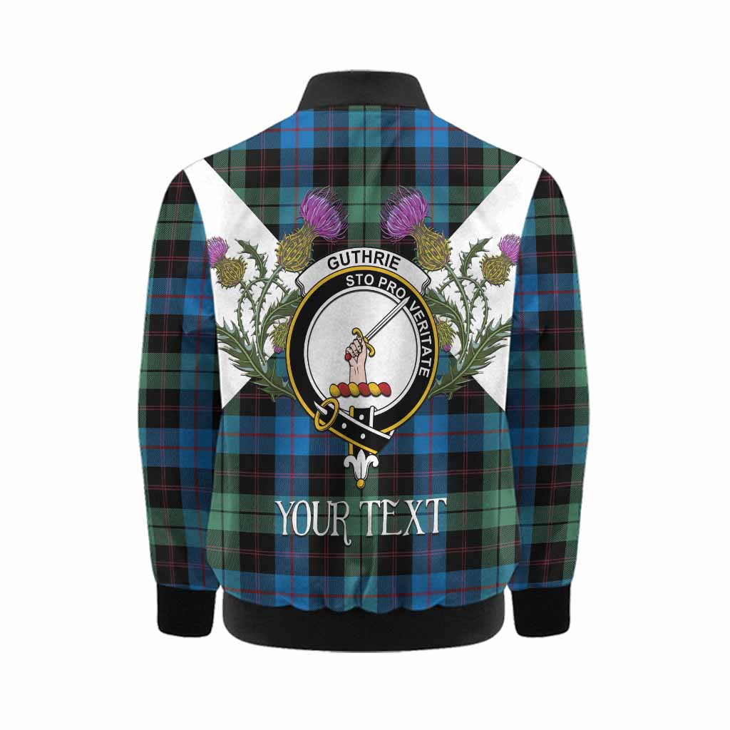 Guthrie Tartan Family Crest Kid Bomber Jacket Scottish Burns Night Thistle Floral