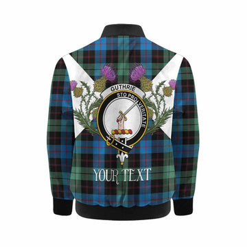 Guthrie Tartan Family Crest Kid Bomber Jacket Scottish Burns Night Thistle Floral