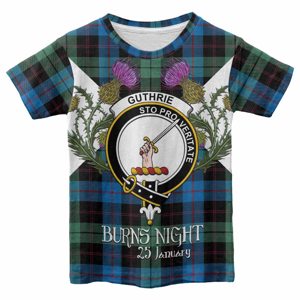 Guthrie Tartan Family Crest Kid T-shirt Scottish Burns Night Thistle Floral
