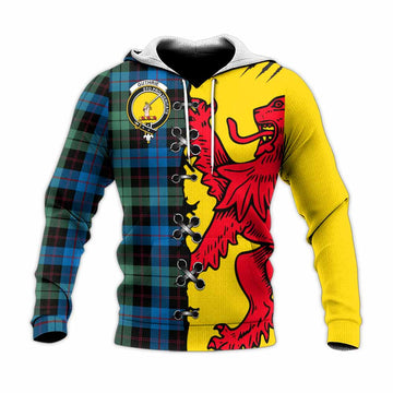 Guthrie Tartan Family Crest Knitted Hoodie Lion Rampant Honor