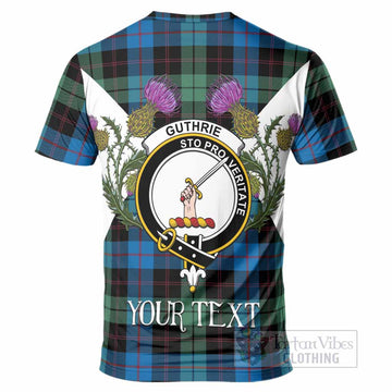 Guthrie Tartan Family Crest T-Shirt Scottish Burns Night Thistle Floral