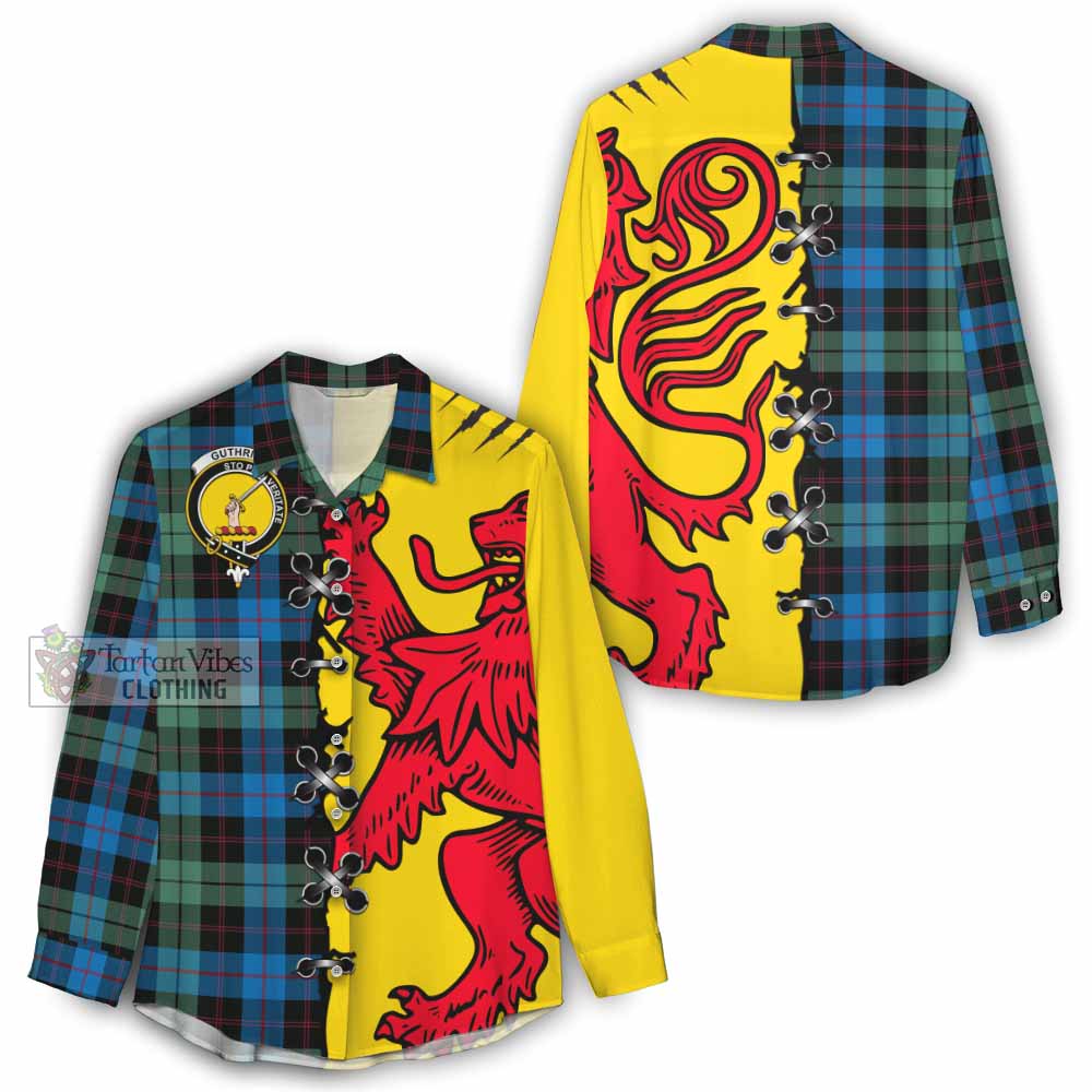 Guthrie Tartan Family Crest Women Casual Shirt Lion Rampant Honor - Tartan Vibes Clothing