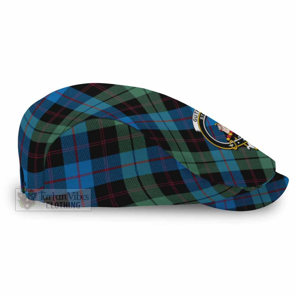 Guthrie Tartan Flat Cap, Jeff Cap Cross Style with Family Crest - Tartan Vibes Clothing