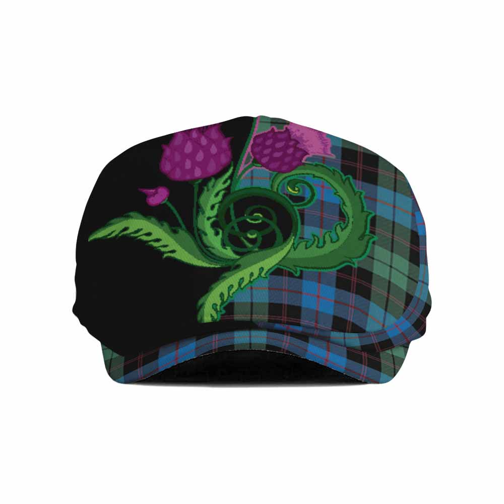 Guthrie Tartan Flat Cap, Jeff Cap Traditional Scottish Thistle