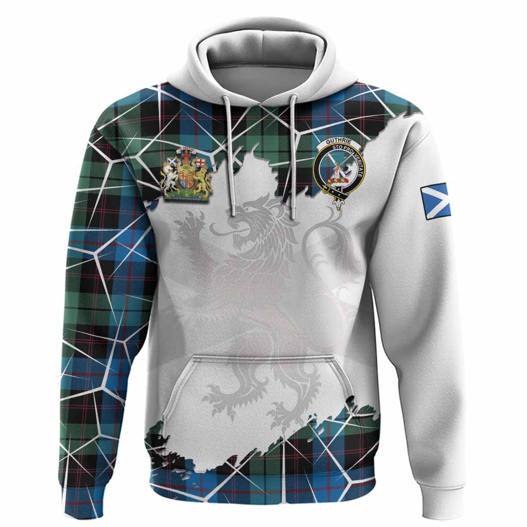 Guthrie Tartan Hoodie with Family Crest and Lion Rampant Grunge Style