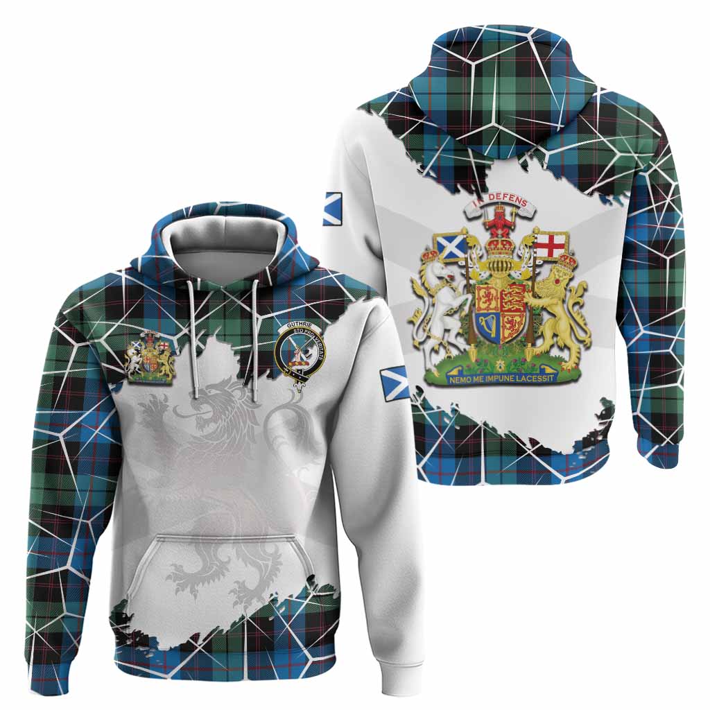 Guthrie Tartan Hoodie with Family Crest and Lion Rampant Grunge Style