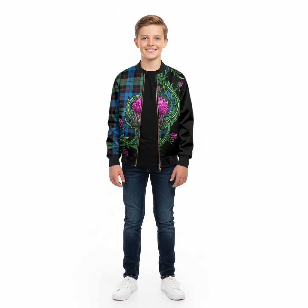 Guthrie Tartan Kid Bomber Jacket Resilient Scottish Thistle - Tartan Vibes Clothing