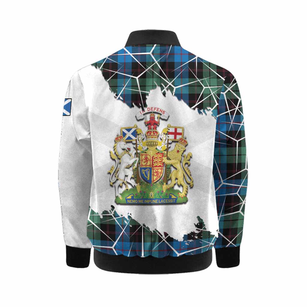 Guthrie Tartan Kid Bomber Jacket with Family Crest and Lion Rampant Grunge Style