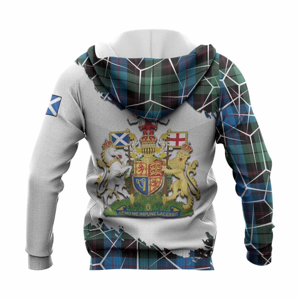Guthrie Tartan Knitted Hoodie with Family Crest and Lion Rampant Grunge Style