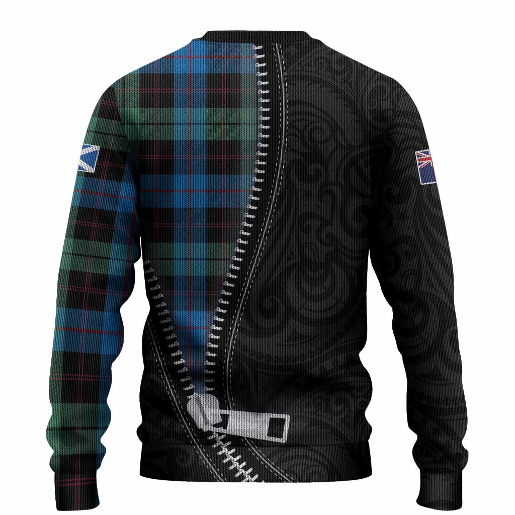 Guthrie Tartan Knitted Sweater New Zealand Pattern Unique Zipper Stylized