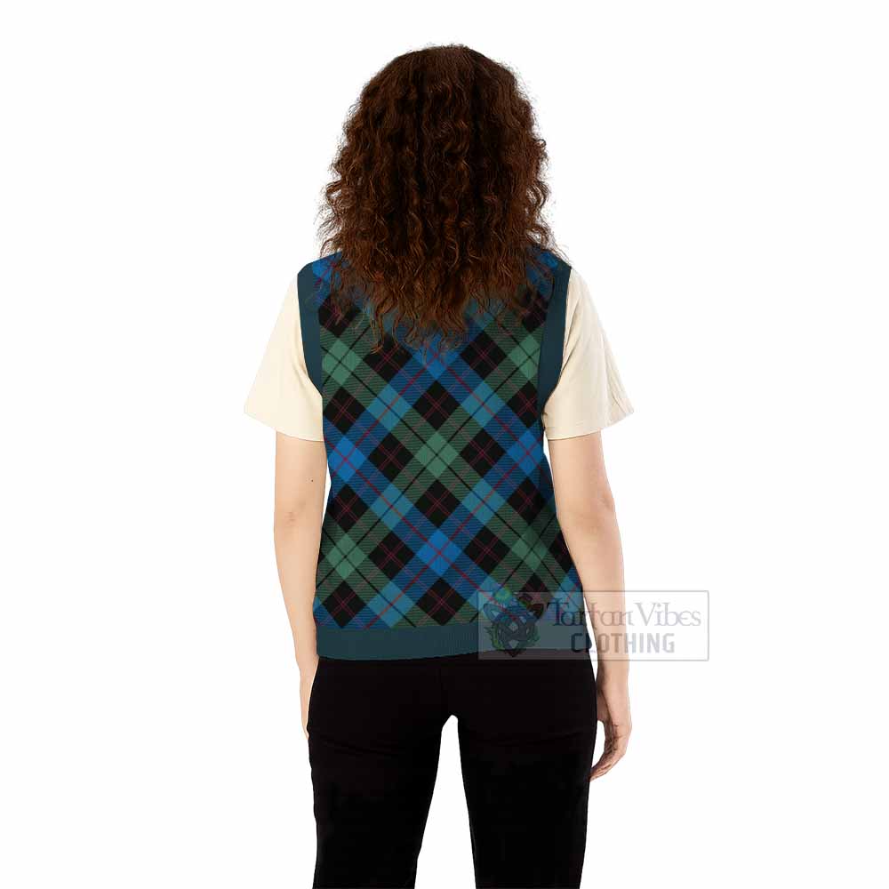 Guthrie Tartan Knitted V-Neck Vest with Family Crest Cross Style