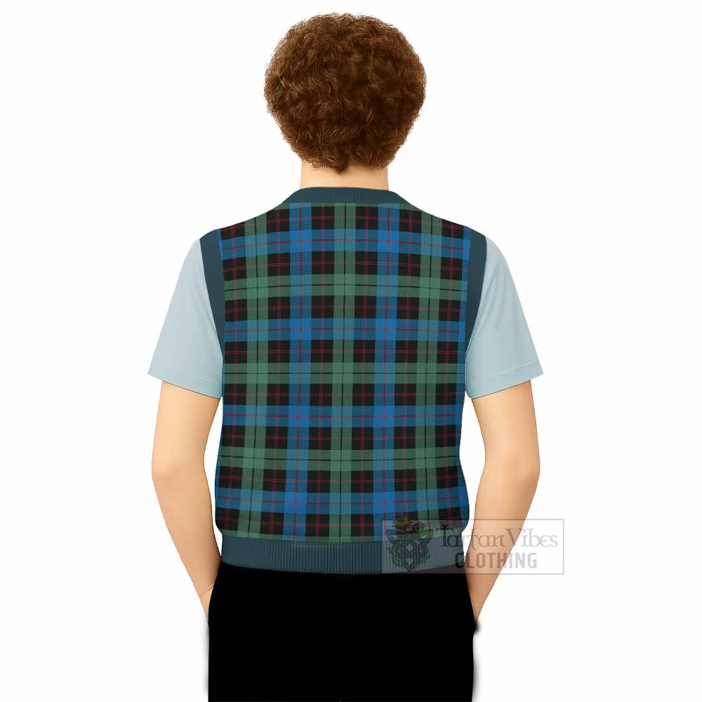 Guthrie Tartan Knitted V-Neck Vest with Family Crest - Tartan Vibes Clothing