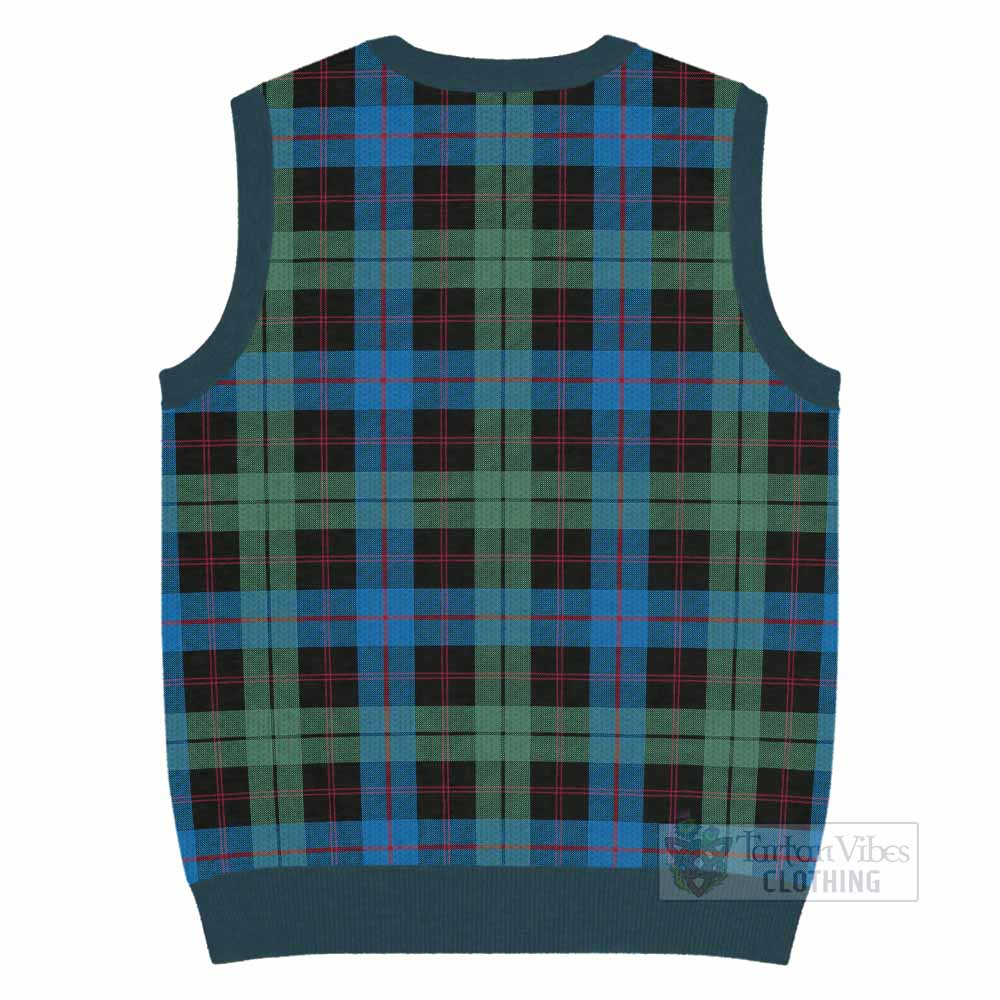 Guthrie Tartan Knitted V-Neck Vest with Family Crest - Tartan Vibes Clothing