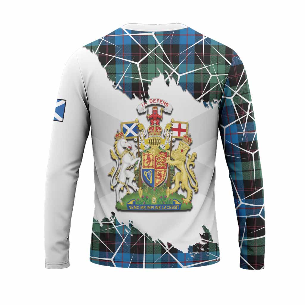 Guthrie Tartan Long Sleeve T-Shirt with Family Crest and Lion Rampant Grunge Style