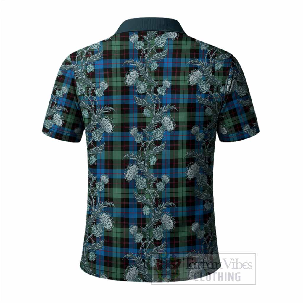 Guthrie Tartan Polo Shirt Seamless Scottish Thistle Flowers