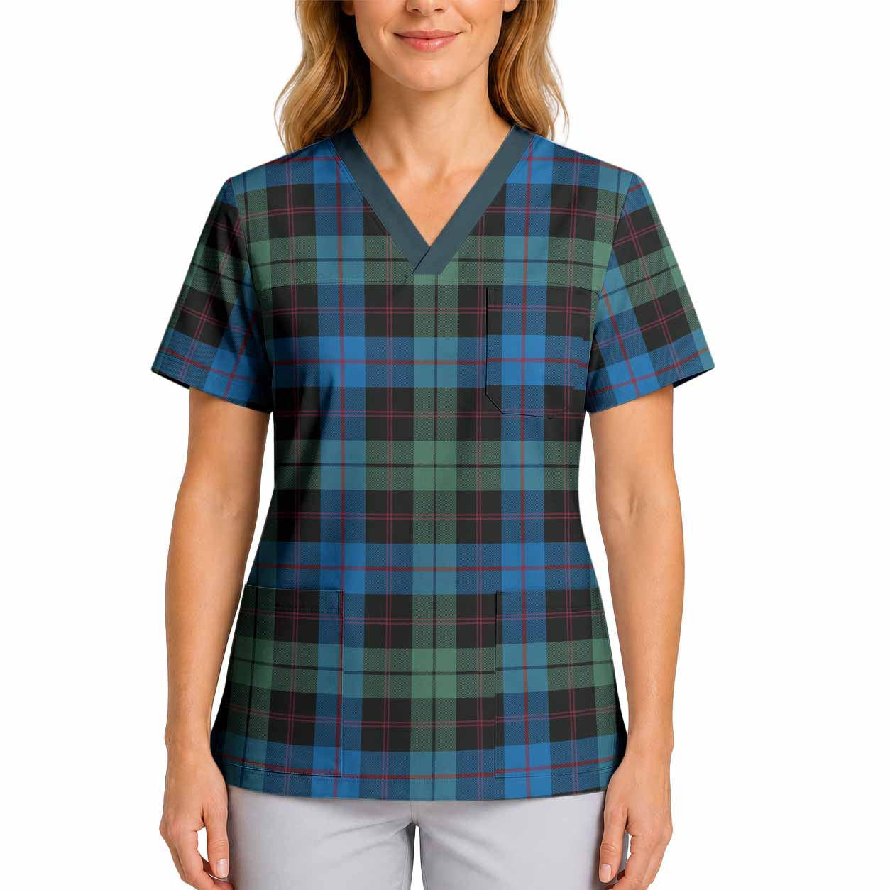 Guthrie Tartan Scrub Top 4XL - Tartan Vibes Clothing