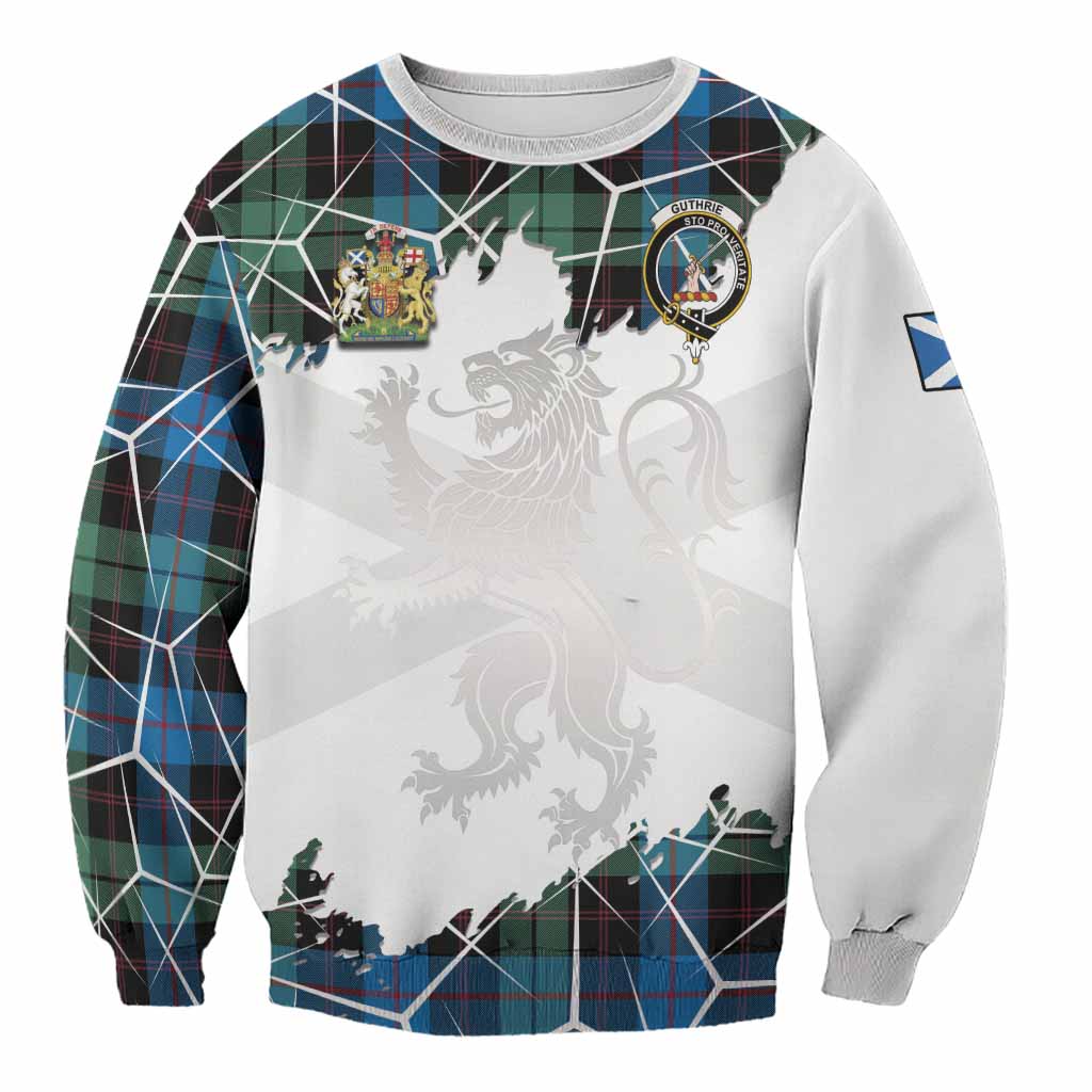 Guthrie Tartan Sweatshirt with Family Crest and Lion Rampant Grunge Style