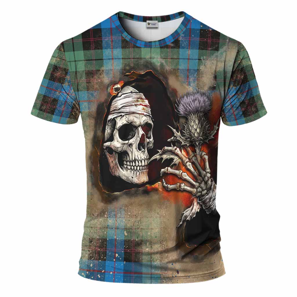 Guthrie Tartan T-Shirt Halloween Skeleton With Thistle Burning Effect