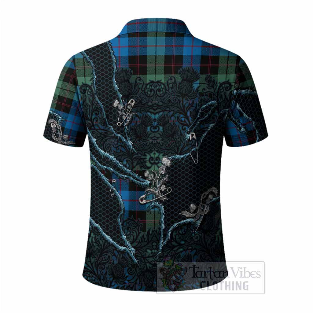 Guthrie Tartan Thistle Dark Gothic Polo Shirt - Tartan Vibes Clothing