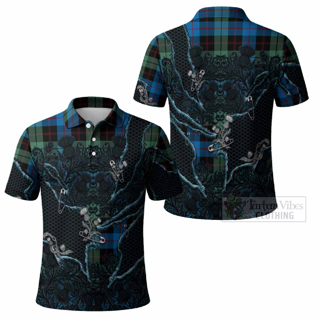 Guthrie Tartan Thistle Dark Gothic Polo Shirt - Tartan Vibes Clothing