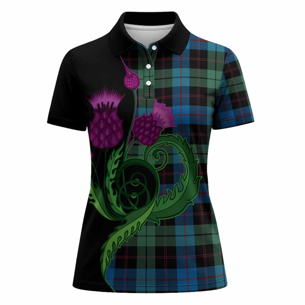 Guthrie Tartan Women Polo Shirt Traditional Scottish Thistle