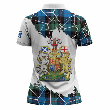 Guthrie Tartan Women Polo Shirt with Family Crest and Lion Rampant Grunge Style