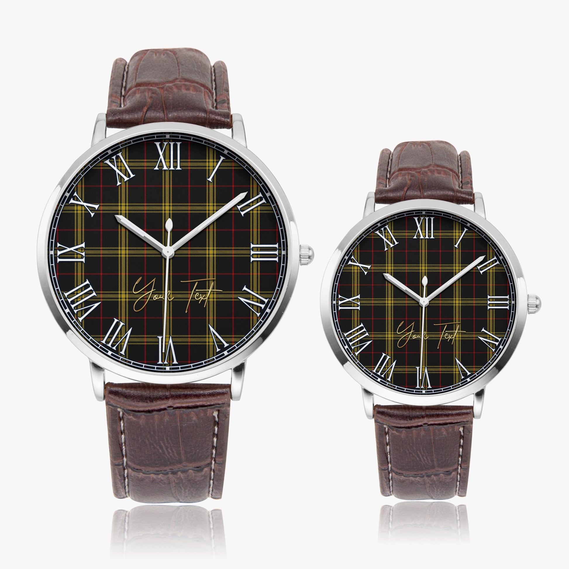 Gwynn Tartan Personalized Your Text Leather Trap Quartz Watch - Tartan Vibes Clothing