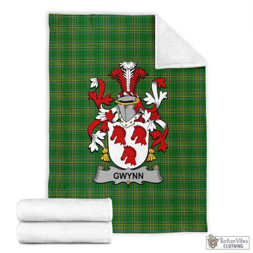 Gwynn Irish Clan Tartan Blanket with Coat of Arms X-Large 59 x 79 inches 150 x 200 cm - Tartan Vibes Clothing