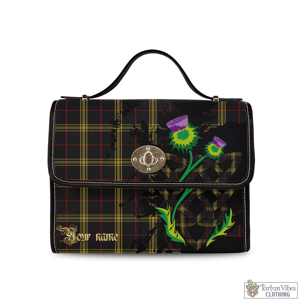 Tartan Vibes Clothing Gwynn Tartan Waterproof Canvas Bag with Scotland Map and Thistle Celtic Accents