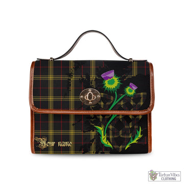 Gwynn Tartan Waterproof Canvas Bag with Scotland Map and Thistle Celtic Accents