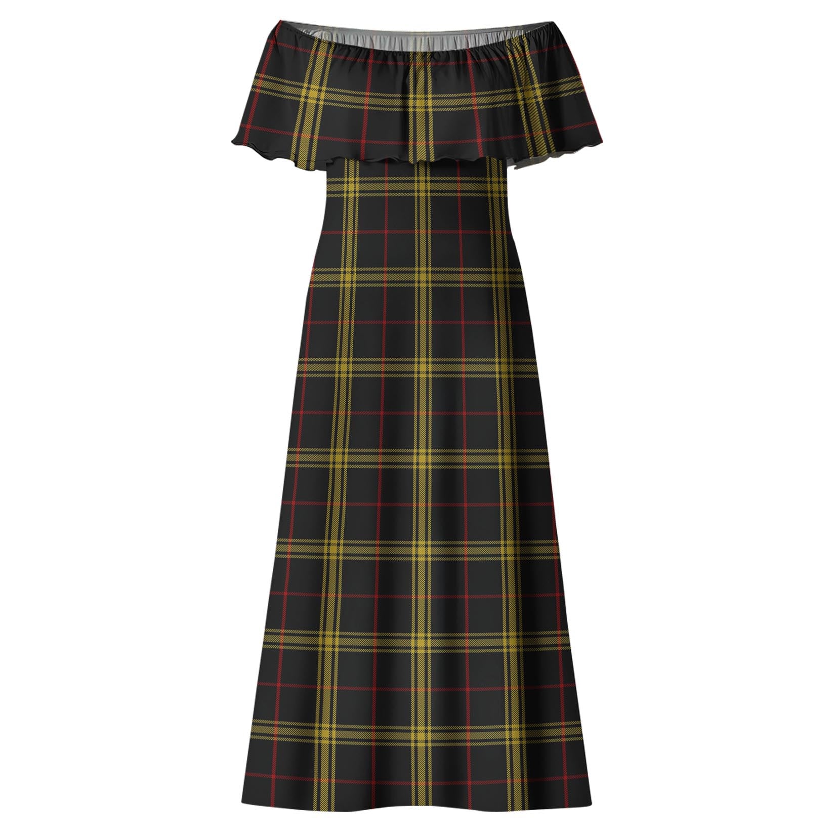 Gwynn Tartan Off Shoulder Long Dress - Tartan Vibes Clothing