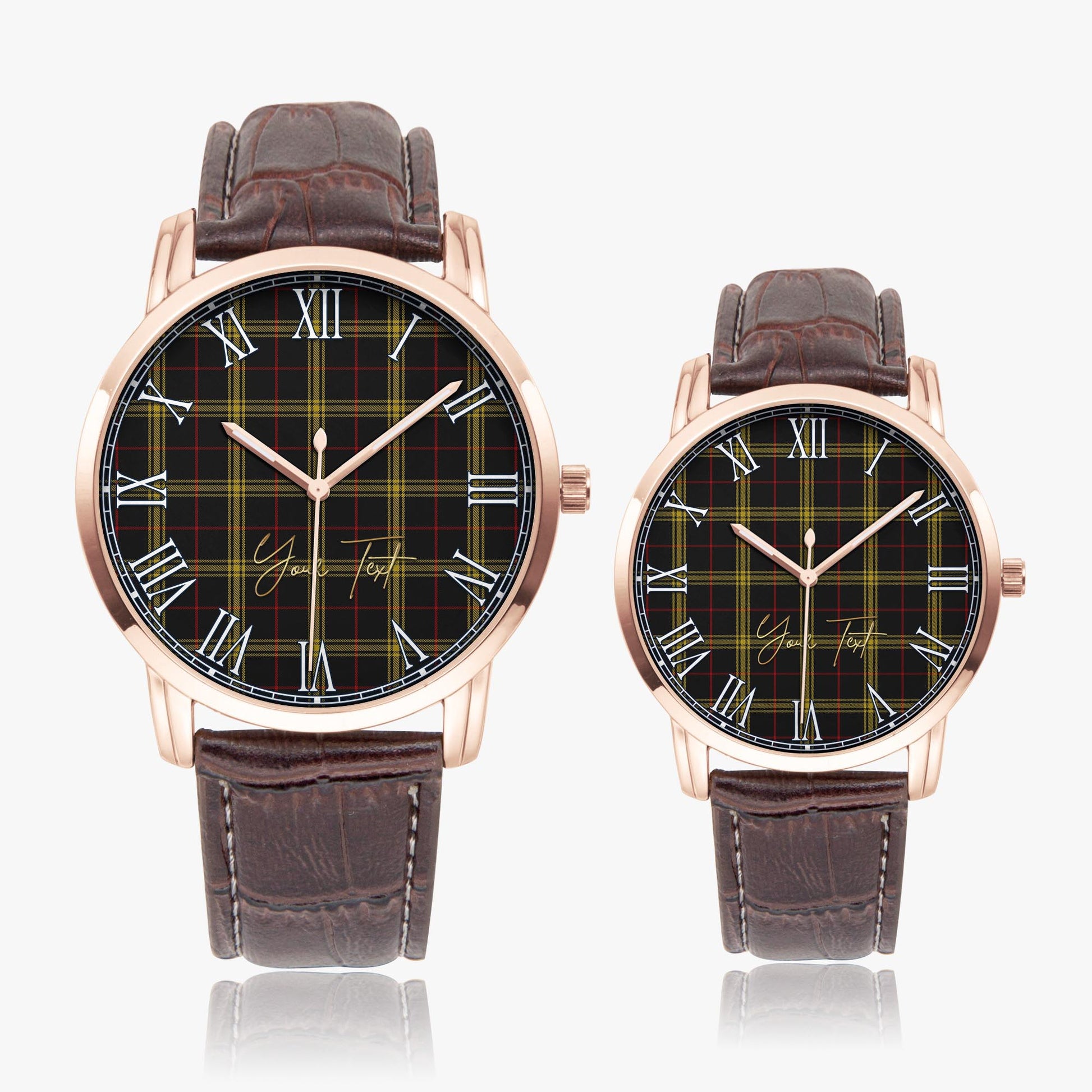 Gwynn Tartan Personalized Your Text Leather Trap Quartz Watch - Tartan Vibes Clothing