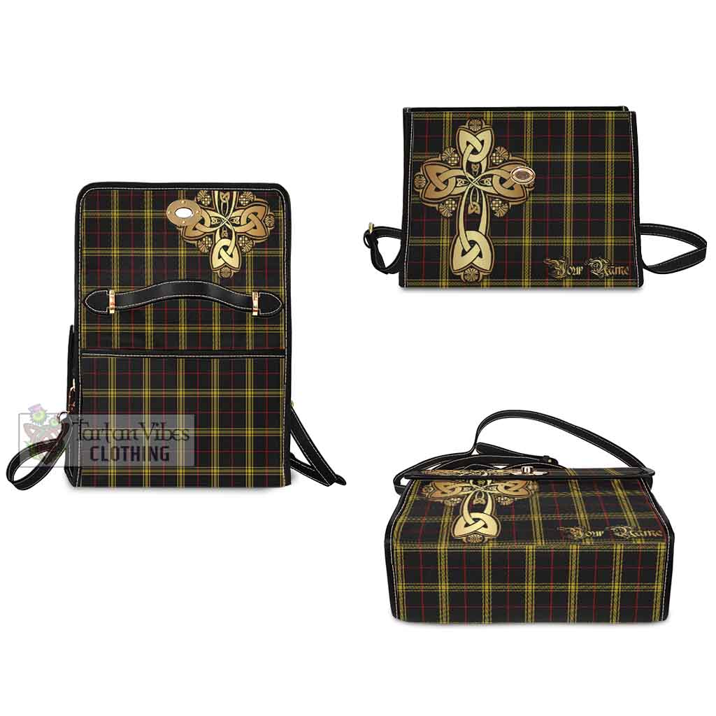 Tartan Vibes Clothing Gwynn Tartan Waterproof Canvas Bag Golden Thistle Celtic Cross Style