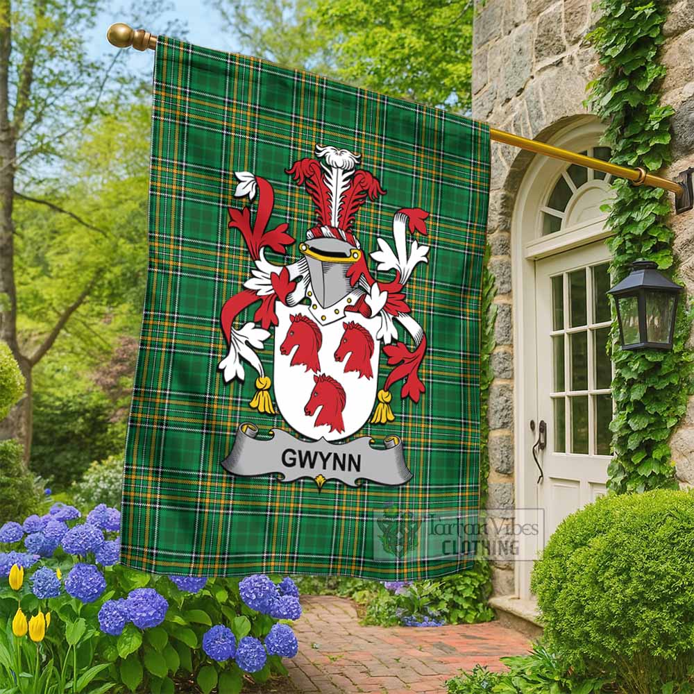 Gwynn Irish Clan Tartan Flag with Coat of Arms