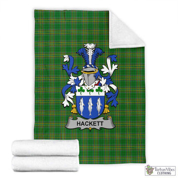 Tartan Vibes Clothing Hackett Irish Clan Tartan Blanket with Coat of Arms