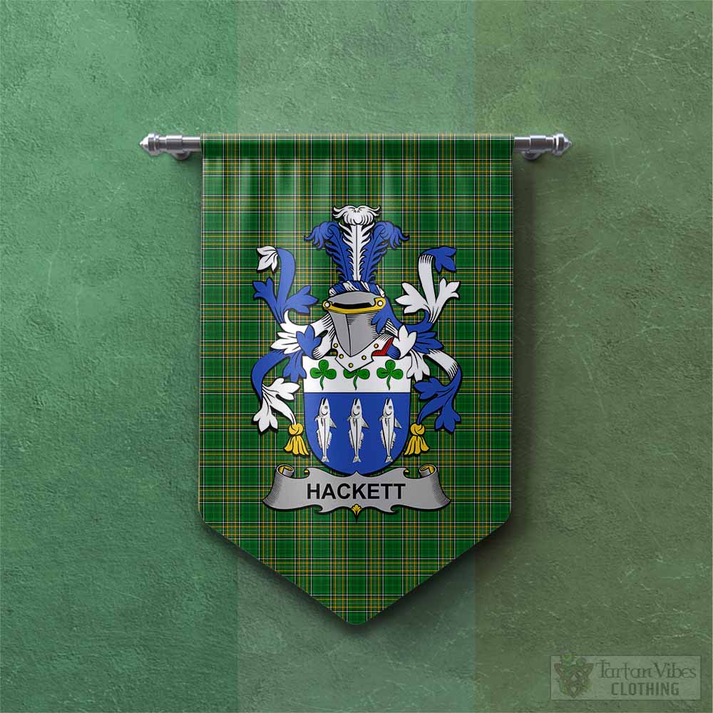 Hackett Irish Clan Tartan Gonfalon, Tartan Banner with Coat of Arms Chevron - Tartan Vibes Clothing
