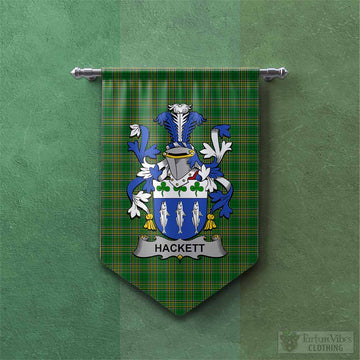Tartan Vibes Clothing Hackett Irish Clan Tartan Gonfalon, Tartan Banner with Coat of Arms